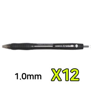 [동아] 크로닉스DX볼펜(흑바디) 1.0mm(흑색)_12개입